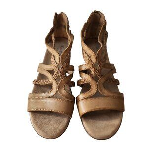 Kim Rogers Womens Braided Strap Tan Sandals With Ultra Comfort Technology Size 8